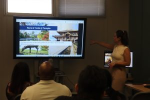 Students listen to the Japan trip information session that was given on Sept. 17. Photo credit: Alejandra Guerra