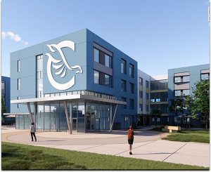 An artist's rendition of what the new student housing building will look like once it is completed as of Sept. 16, 2024. Photo credit: Cerritos College