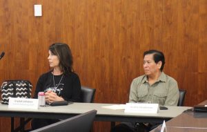 A few of the Cerritos College Faculty Senate members listening to a presentation about bot students during a Faculty Senate meeting on Oct. 22.