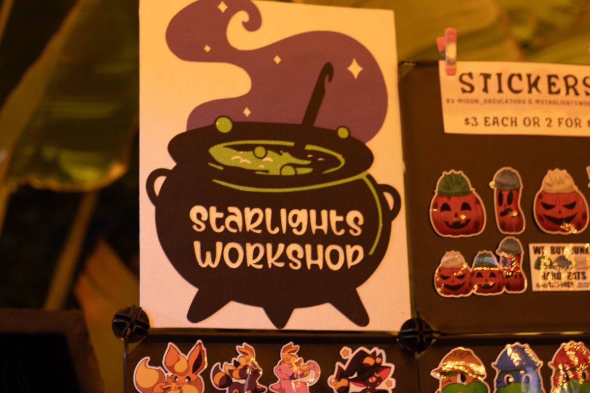 A close-up of Starlights Workshop's booth, which was selling stickers. 