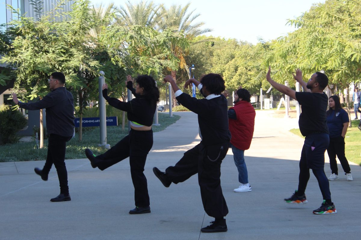 Students practicing the 'Wednesday' dance routine Oct.22 Photo credit: Peyton Oliveira