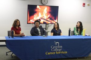 Shawna Baskette, Dr. Shelia Hill, Rachel Hiveley and Traci Ukita on a panel during the career cafe: discover your major event on Nov. 18, 2024. Photo credit: Isaac Cordon