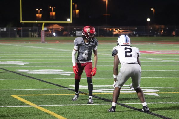 Sophmore wide receiver Damani Porras lining up against junior Chaz Gilbreath on November 1