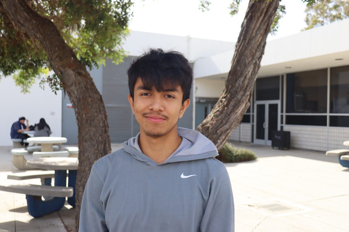 Joshua Chazari, a political science major at Cerritos College, giving their thoughts on the outcome of the 2024 election on Nov. 6. Photo credit: Andrew Pilani