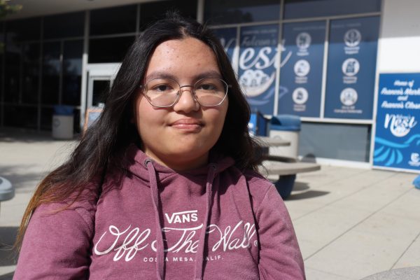 Zoey De Las Alas, a computer science major at Cerritos College giving their thoughts on the outcome of the 2024 election on Nov. 6.