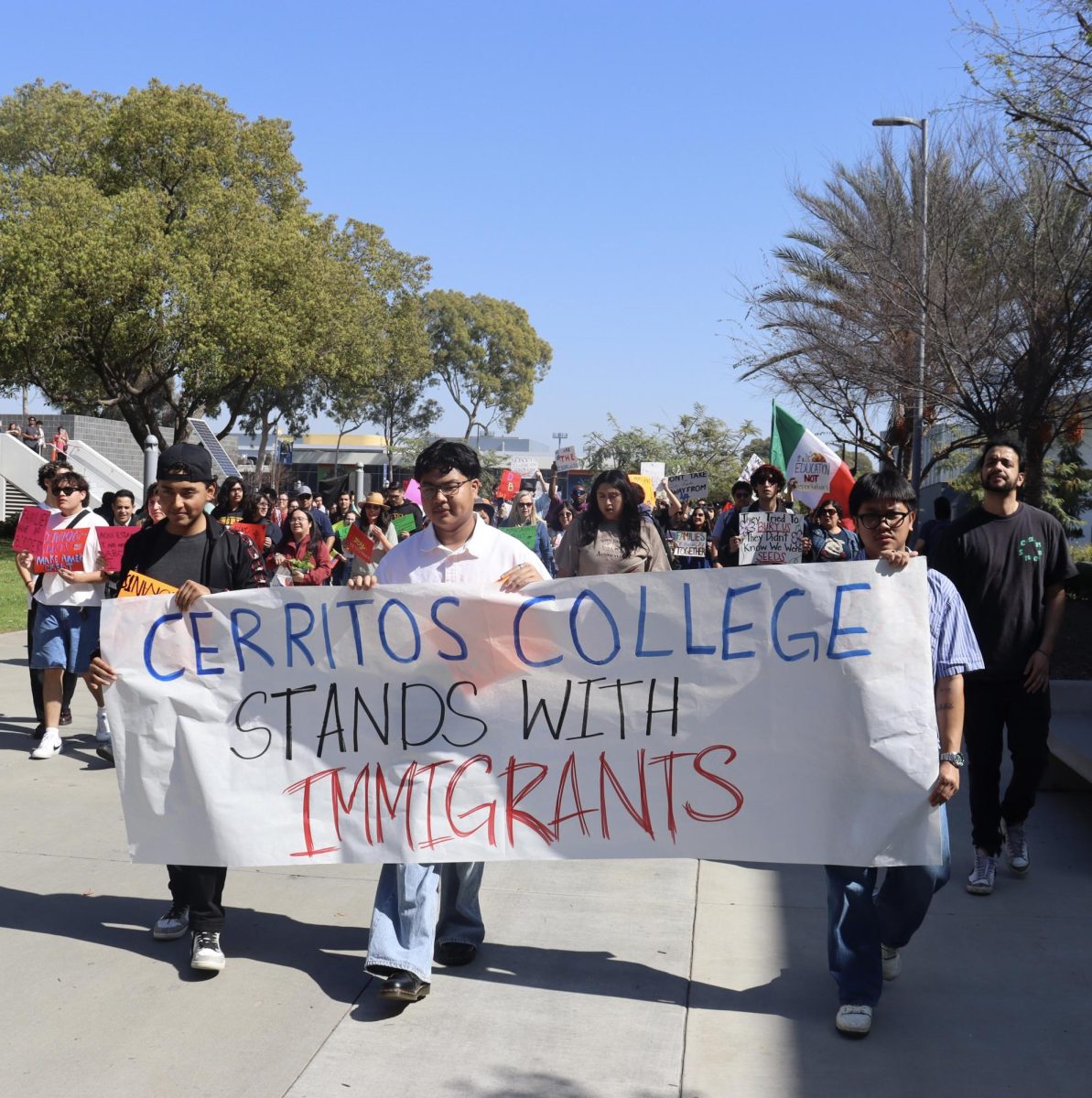 Students and faculty protesting immigrant rights around campus Feb. 25, 2025.