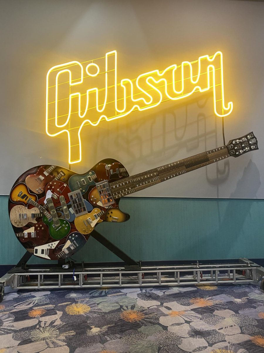 Gibson Guitar hallway display, at the NAMM showcase on Jan 24, 2025.