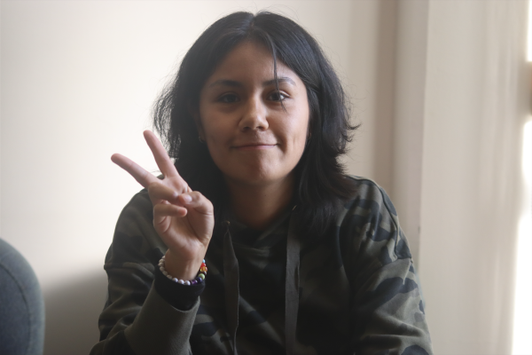 Cerritos College student, Julie Rodriguez (she/her), shares her opinion on the effects social media has in politics in the social science building at Cerritos College on Jan. 27, 2025. (<a href="https://www.talonmarks.com/staff_profile/felix-palencia/">Felix Palencia</a>)