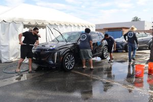 Car getting washed at the Student Veterans Club car wash April 12, 2025. 